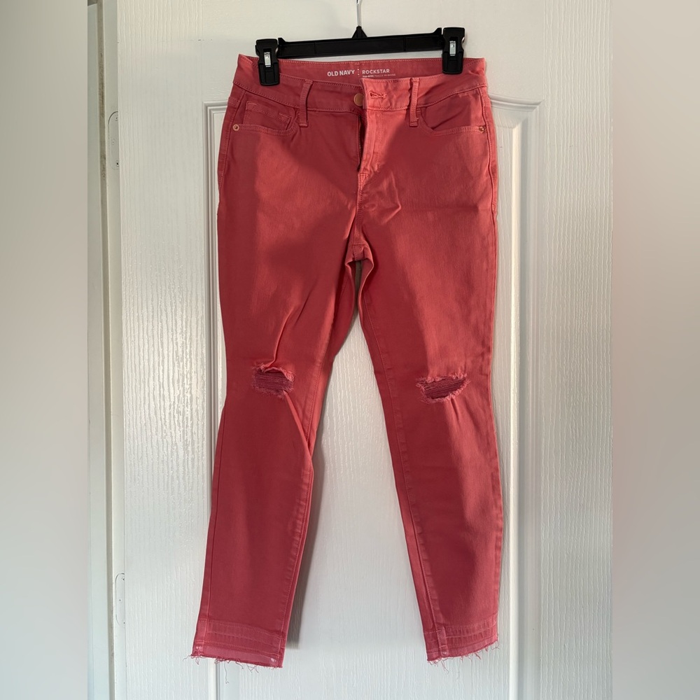 Lot of 3 Old Navy Women's Coral, Red & Maroon Skinny Jeans